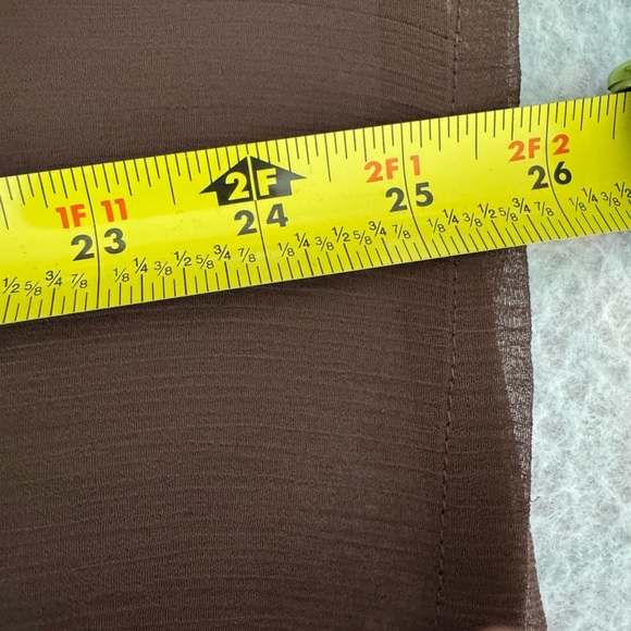 Linea By Louis Dell'Olio Brown Sheer Button-Up Blouse & Tank Set L - Picture 15 of 16